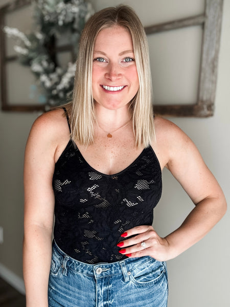 Louie Lace Bodysuit - Black