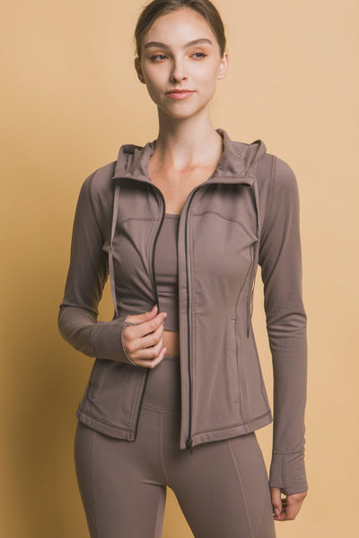 Kaela Activewear Zip Jacket - Taupe