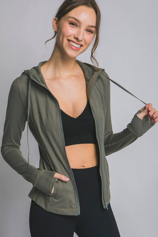 Kaela Activewear Zip Jacket - Moss - SIZE SMALL