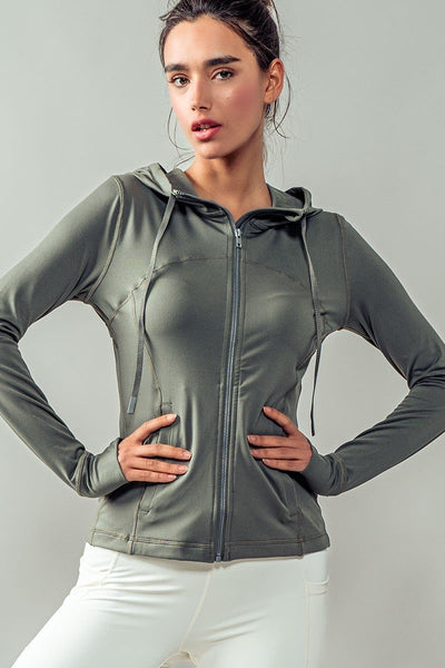 Kaela Activewear Zip Jacket - Moss - SIZE SMALL