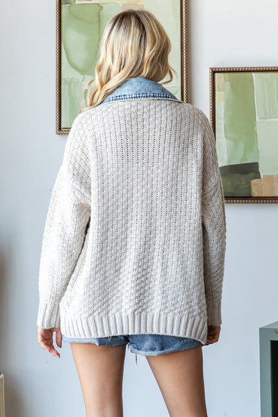 Kasey Denim Knit Jacket - SIZE MEDIUM