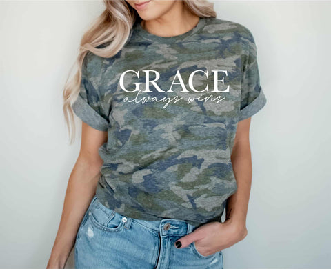 Grace Always Wins Graphic Tee - SIZE LARGE