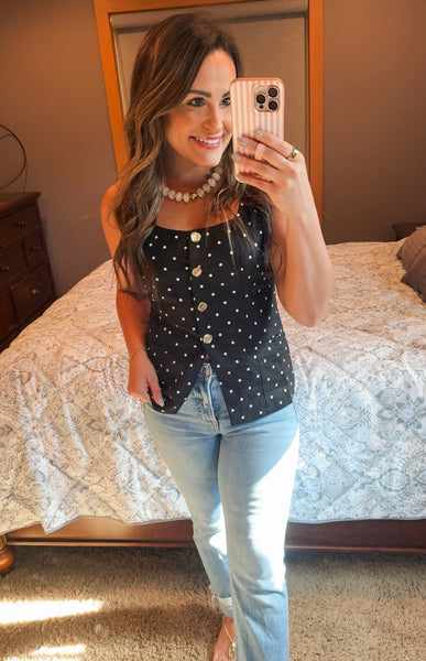 Minnie Polka Dot Linen Top