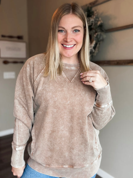 Torrance Mineral Wash Pullover - Brown