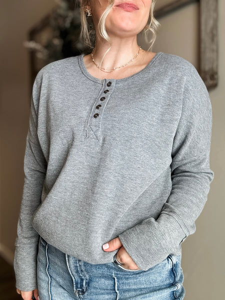 PREORDER Nyx Waffle Knit Button Top