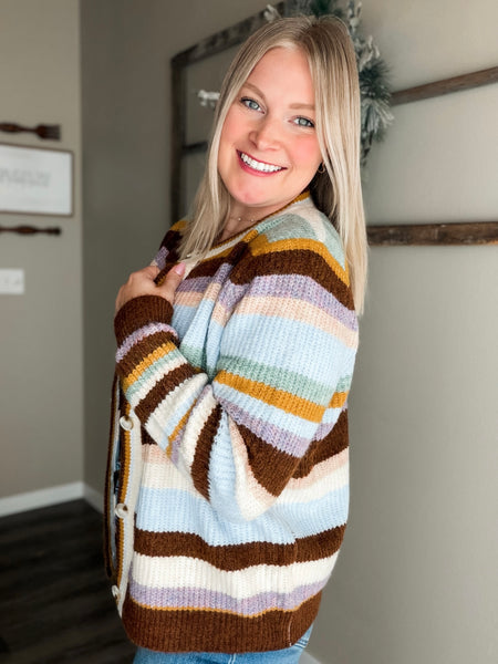 Faye Stripe Knit Cardigan