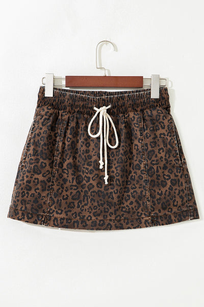 PREORDER Wild Instinct Leopard Denim Skort