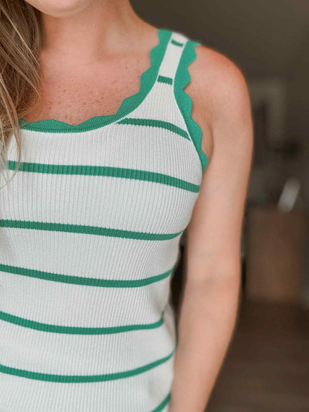 Maris Scalloped Trim Tank - SIZE MEDIUM