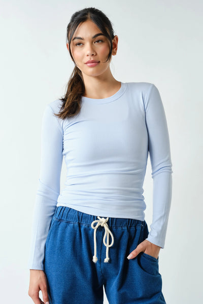 Mella Micro-Ribbed Long Sleeve - Baby Blue