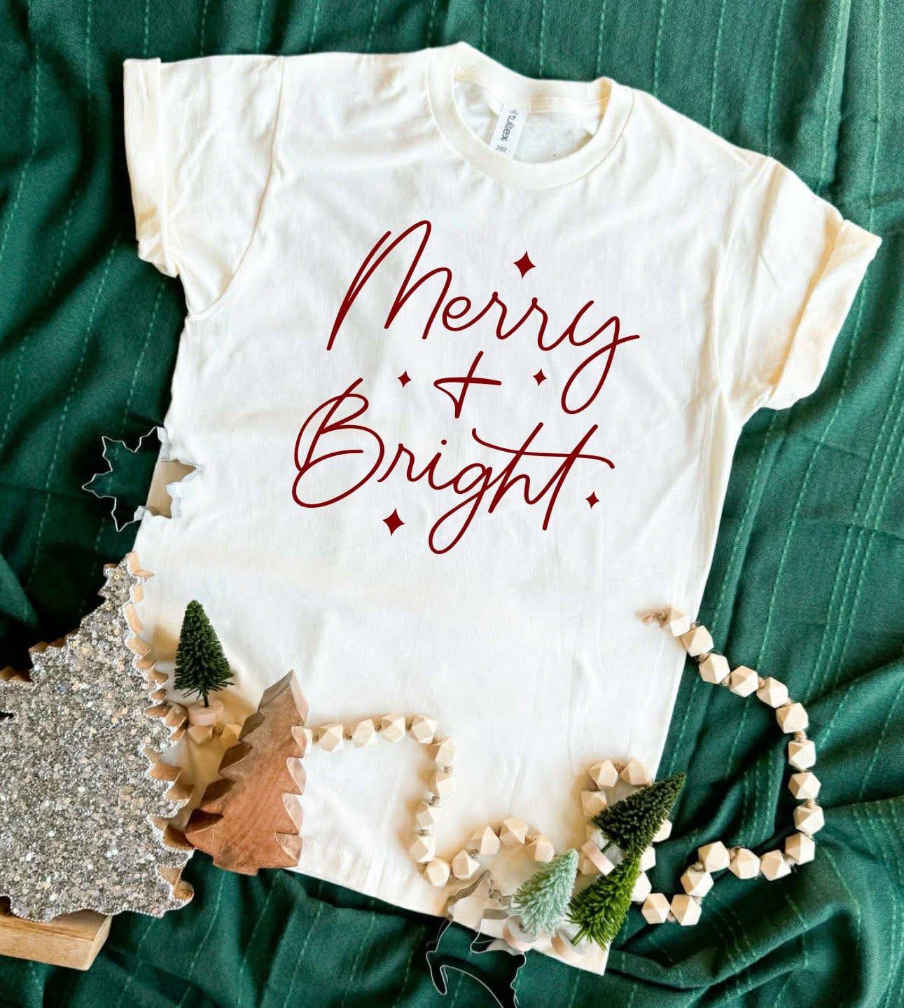 Merry & Bright Simple Graphic Tee - SIZE XL