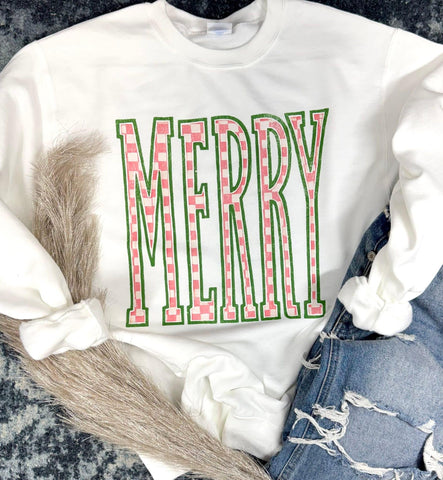 Tall Merry Checkered Graphic Sweatshirt