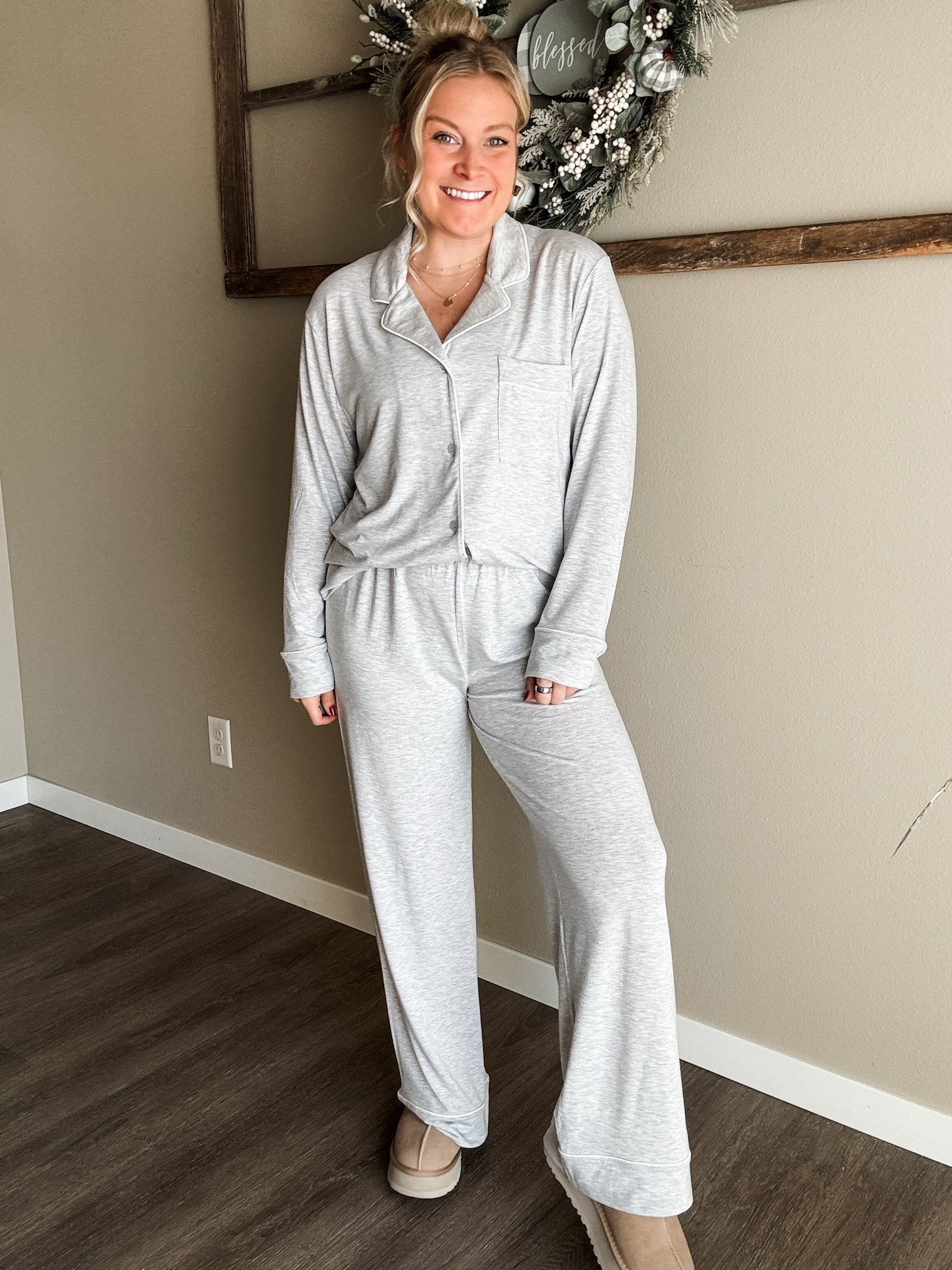 Laila Pajama Set - Heather Grey