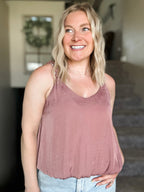 Zaria Billowy Strap Accent Tank - Mauve