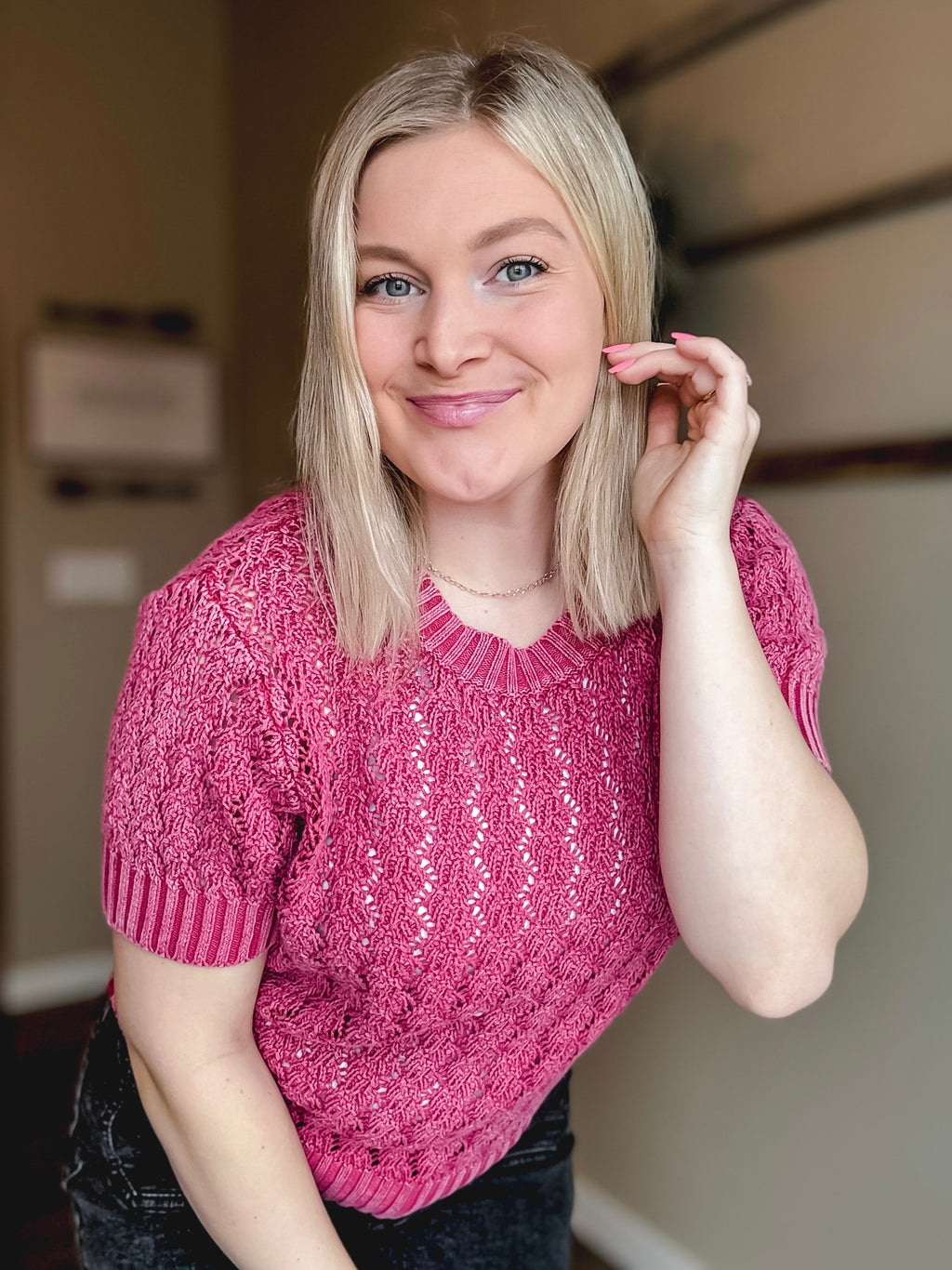 Rosy Days Knit Sweater Top