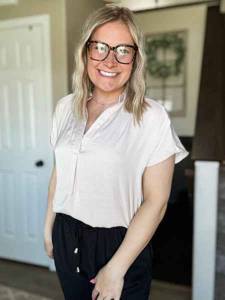 Luma V Neck Blouse - Papyrus