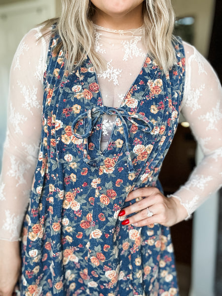 Gardenia Floral Denim Romper