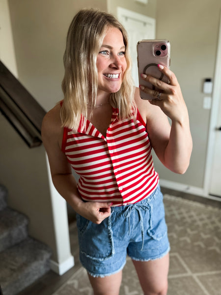 Orli Stripe Button Tank