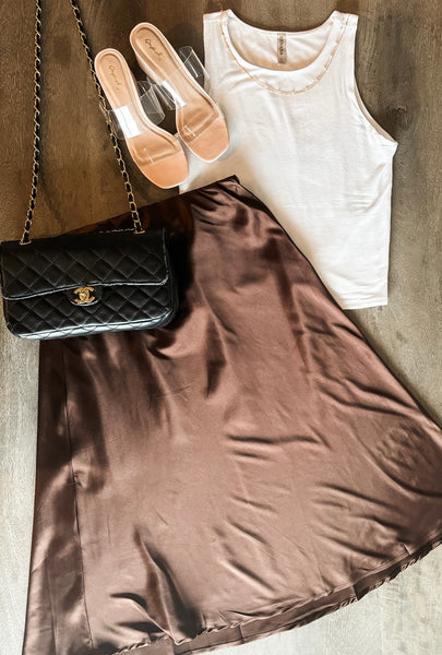 Annalea Satin Midi Skirt