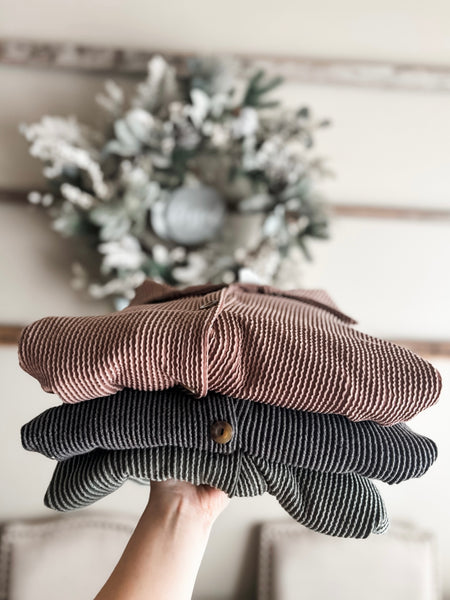 Talli Ribbed Shacket - Olive