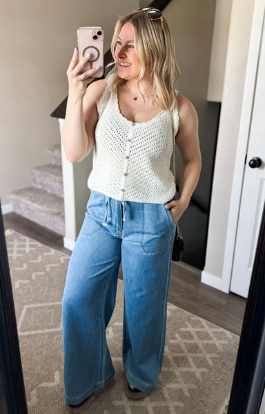 Calypso Paper Bag Wide Leg Jeans