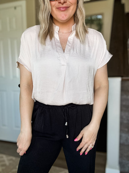 Luma V Neck Blouse - Papyrus