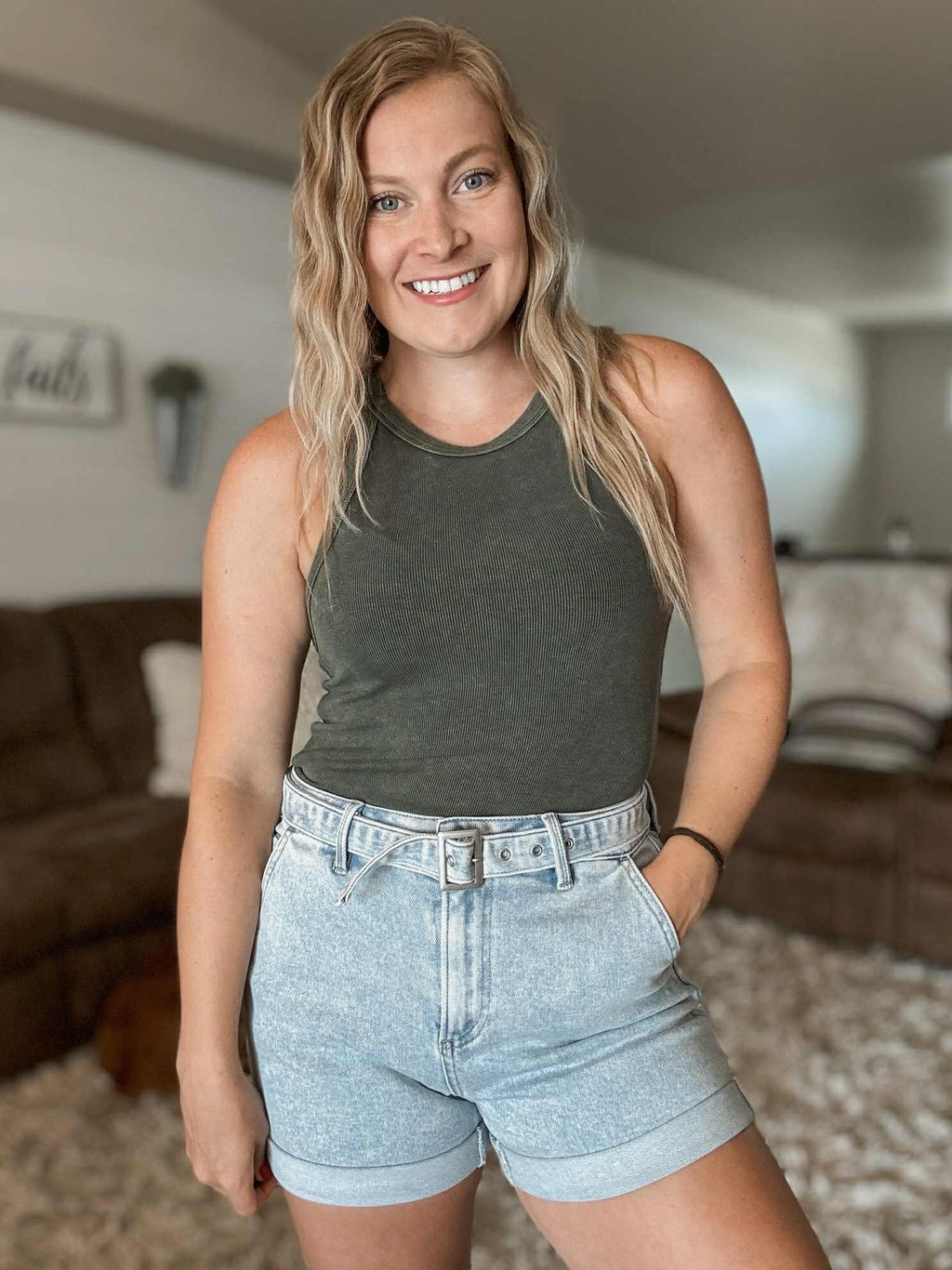 Jarrah Dyed Tank Top - Forest - SIZE SMALL