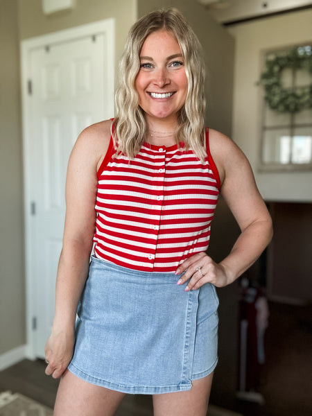 Orli Stripe Button Tank