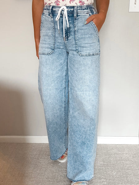 Kateri Drawstring Wide Leg Denim