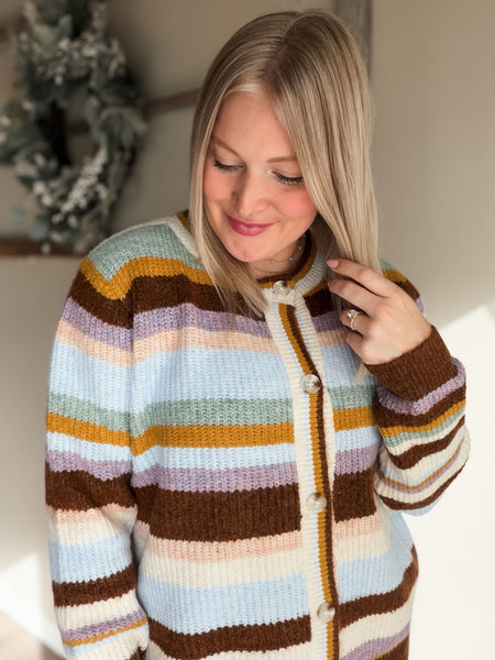 Faye Stripe Knit Cardigan