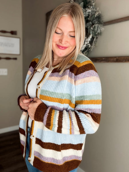 Faye Stripe Knit Cardigan