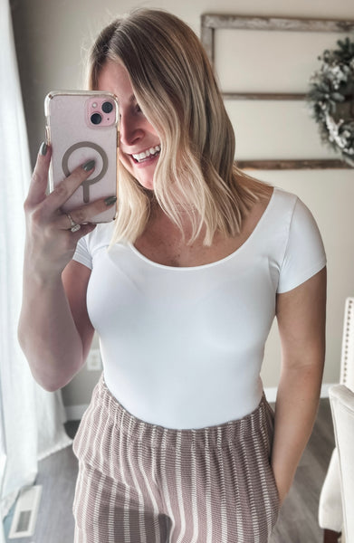Lele Scoop Neck Top - White