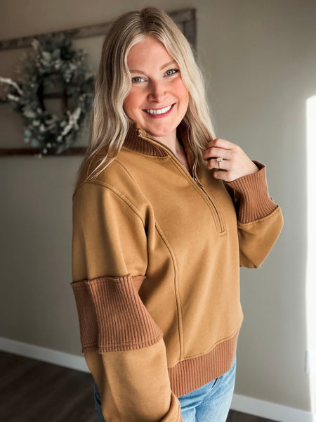 Nola Half Zip Pullover - Sepia