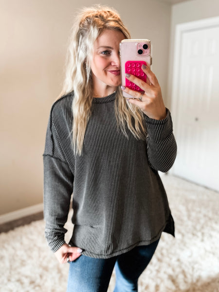 PREORDER Nori Ribbed Long Sleeve Top