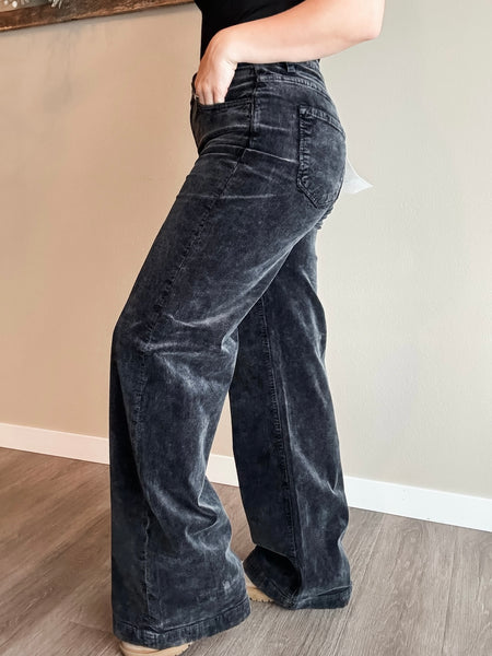 Miller Wide Leg Corduroy Pants - Black