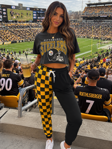 PREORDER Spiritwear Checkered Split Leg Bottom - PITTSBURGH STEELERS