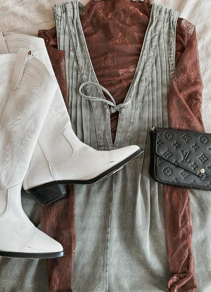 Nolia Denim Romper - Vintage Olive