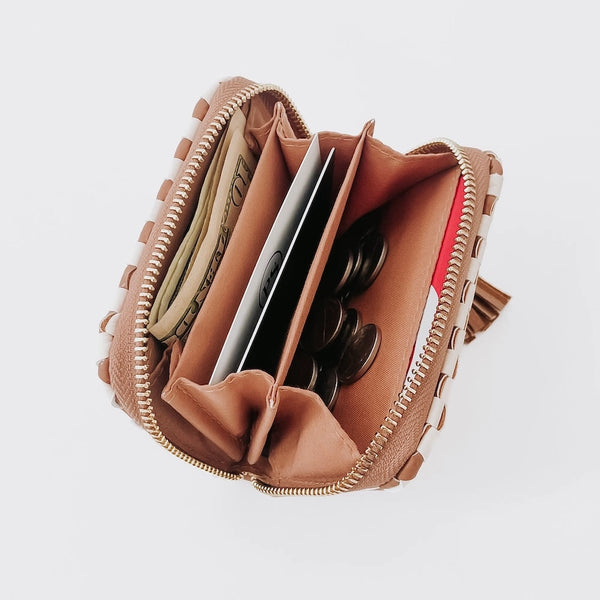 Wynona Woven Wallet - Checkered Brown