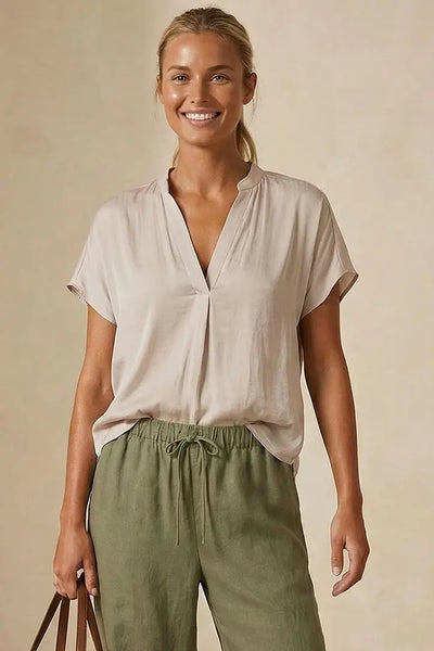 Luma V Neck Blouse - Papyrus