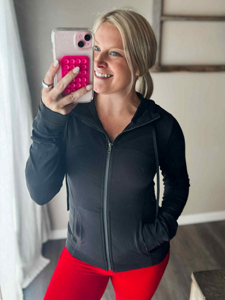 Kaela Activewear Zip Jacket - Black - SIZE SMALL