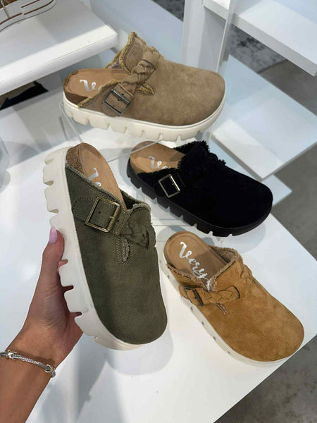 Cali Slip On Platform Mule - Taupe