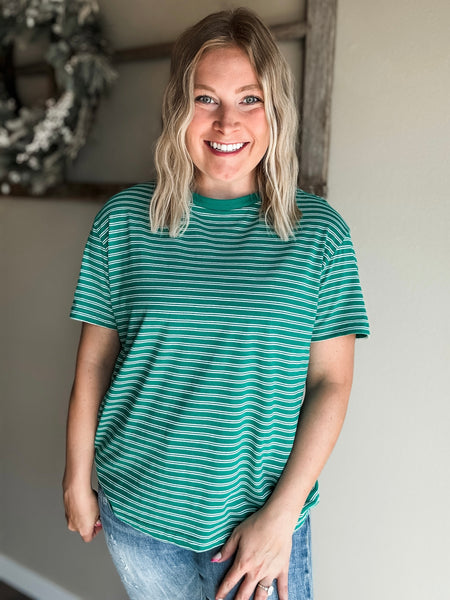 Jensen Stripe Basic Tee - Green