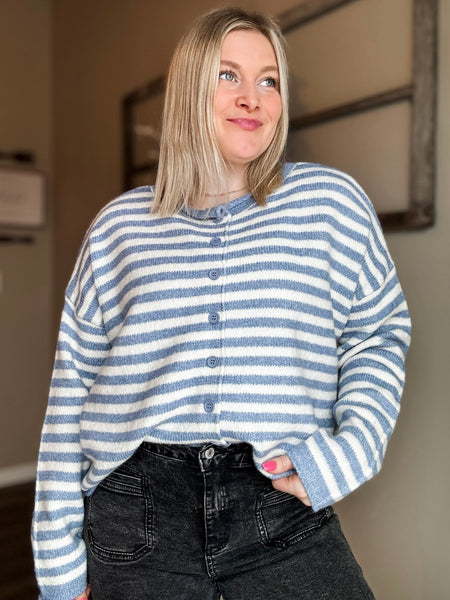 Ocean Mist Stripe Cardigan