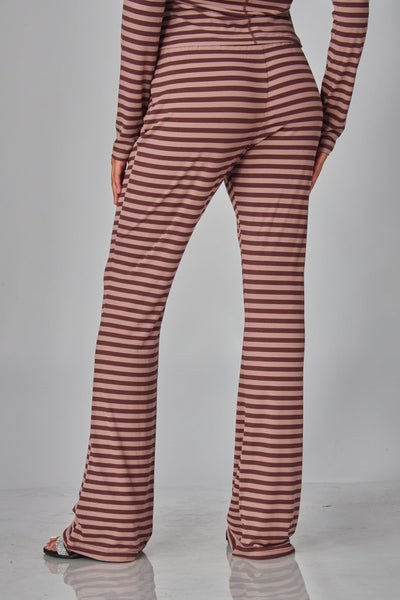 Megan Stripe Lounge Set - Burgundy