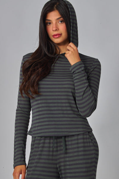 Megan Stripe Lounge Set - Navy