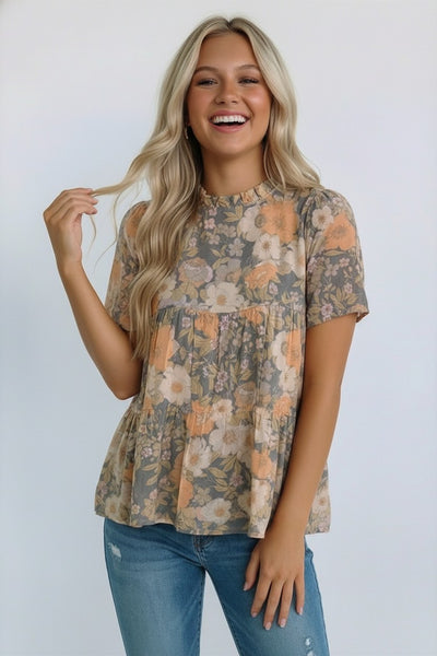 Louisa Babydoll Floral Blouse - SIZE SMALL