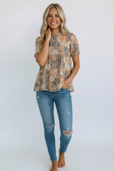 Louisa Babydoll Floral Blouse - SIZE SMALL