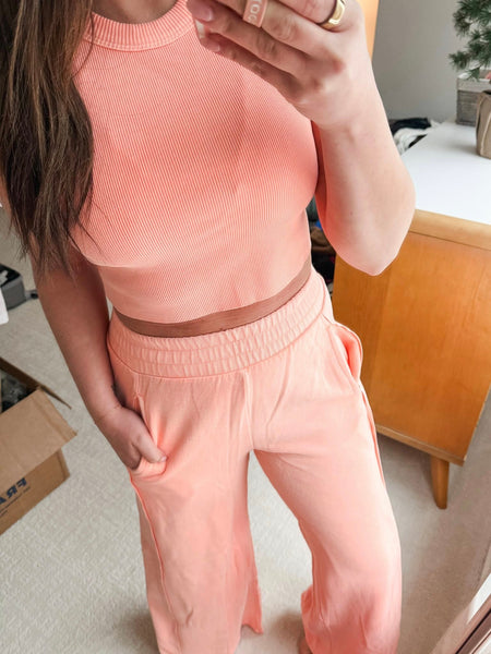 Cyndi Halter & Pants Set - Coral