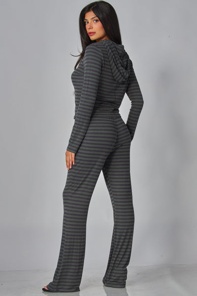 Megan Stripe Lounge Set - Navy