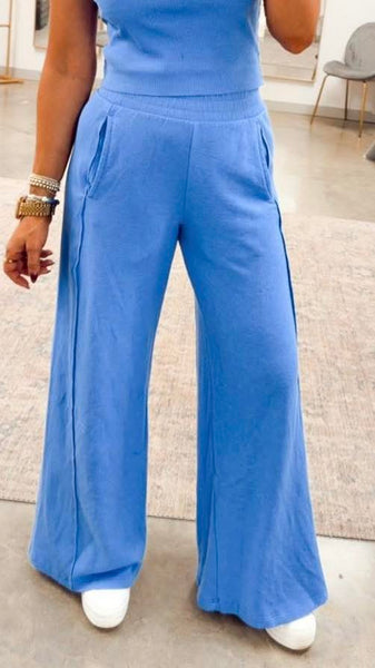 Cyndi Halter & Pants Set - Blue - SIZE SMALL