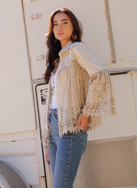 Emmylou Lace Bell Sleeve Jacket